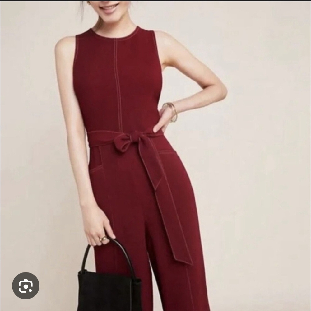 Anthropolgie Graylin Elegant‎ Burgundy Sleeveless Jumpsuit